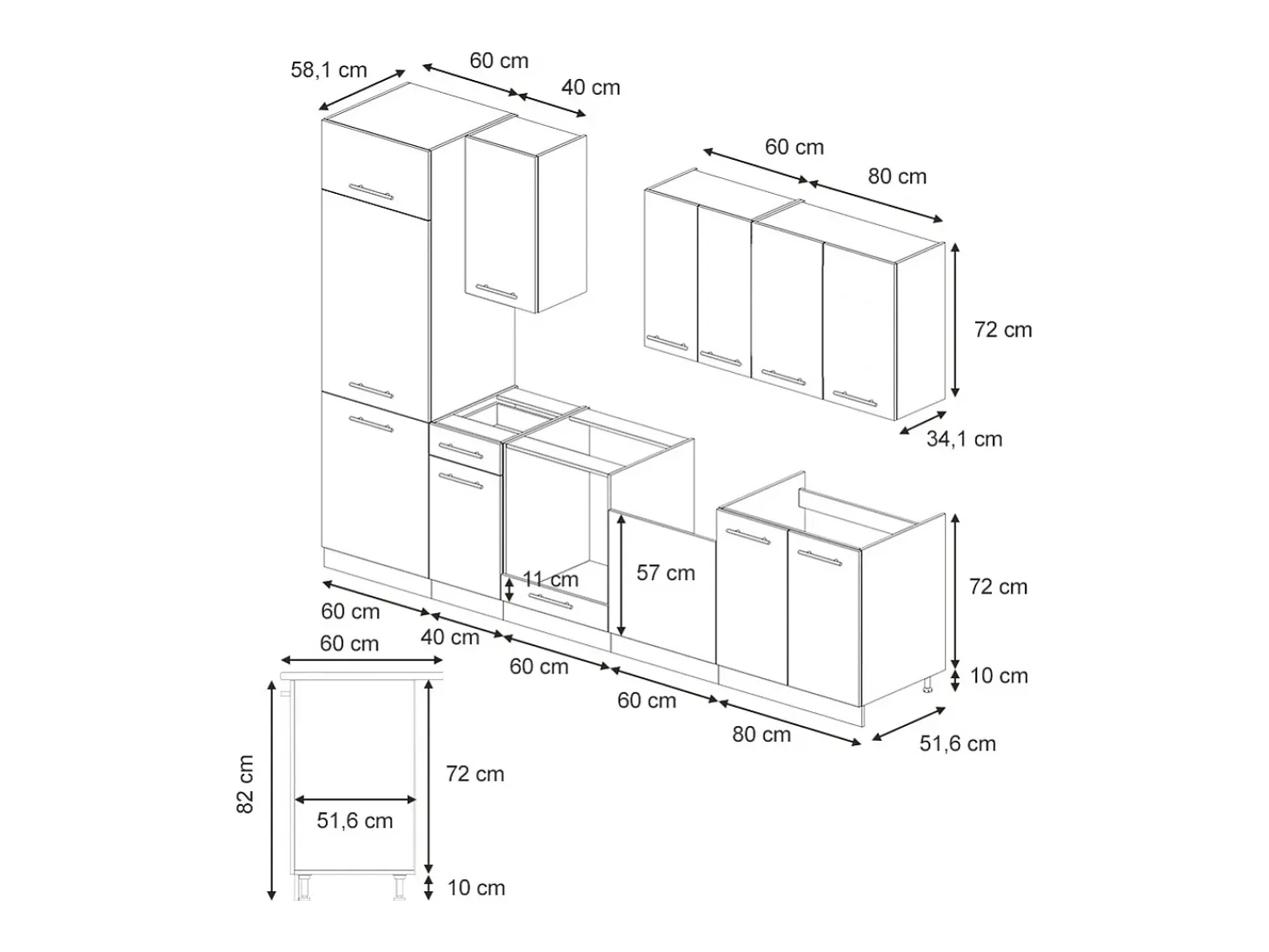 Mueble de cocina panel roble/blanco 300x60x81.6 fame-line
