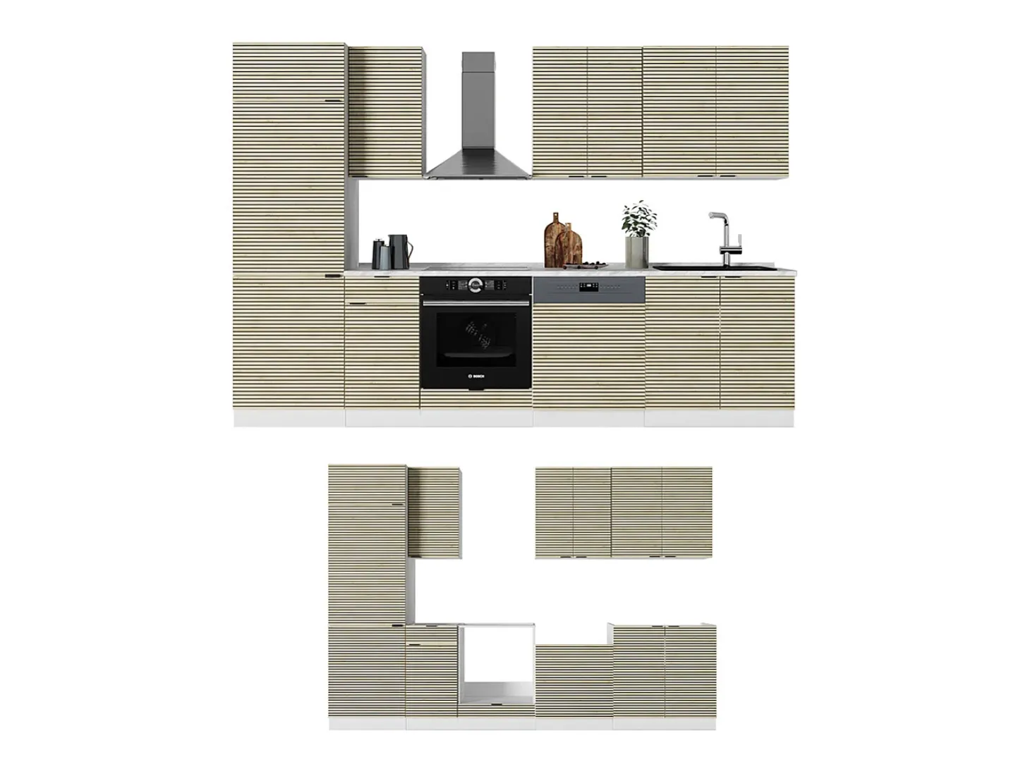 Mueble de cocina panel roble/blanco 300x60x81.6 fame-line