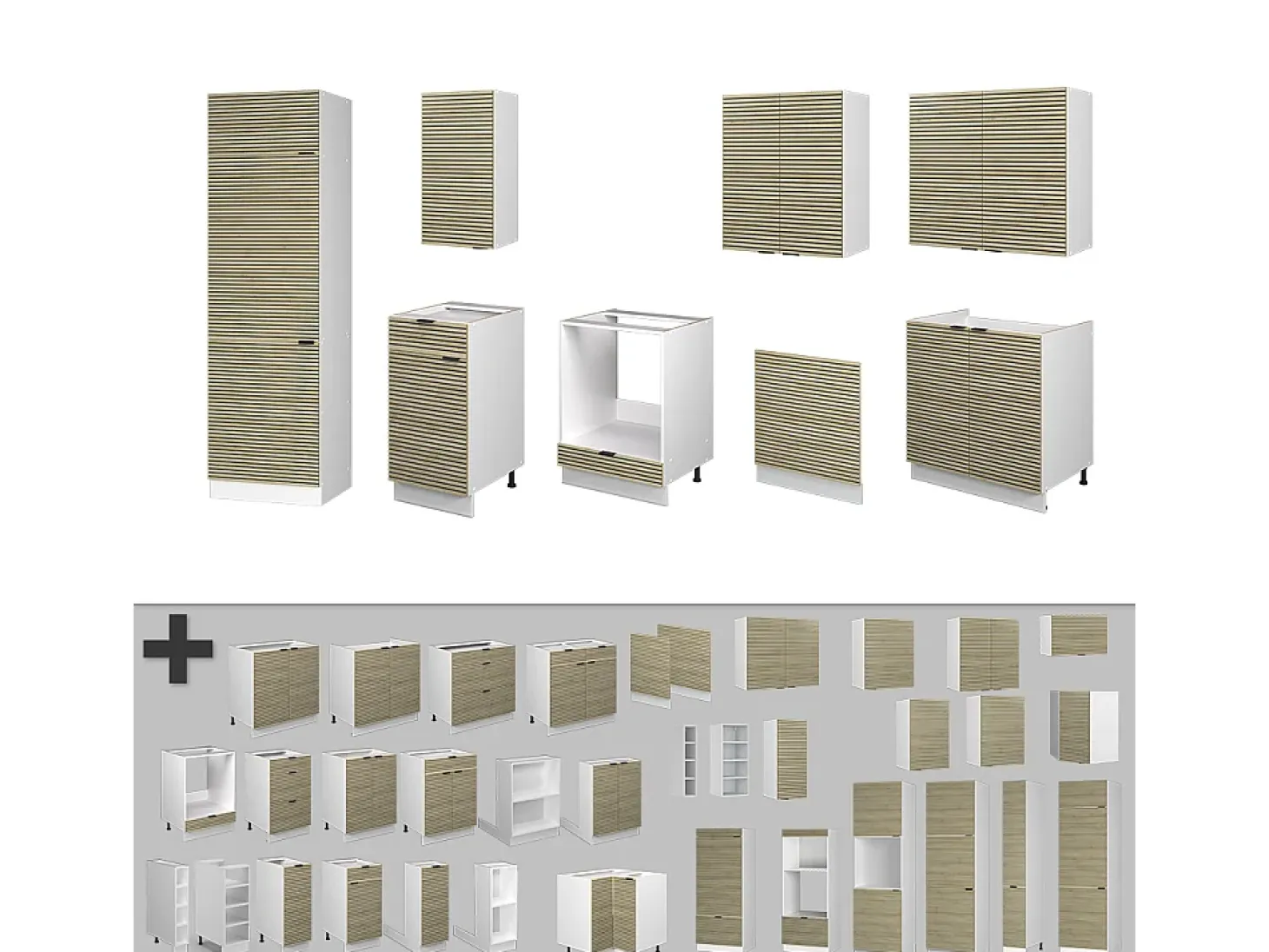 Mueble de cocina panel roble/blanco 300x60x81.6 fame-line