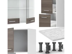 Mueble de cocina precioso gris/blanco 350x46x81.6 r-line