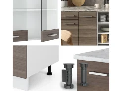 Mueble de cocina precioso gris/blanco 240x60x81.6 r-line