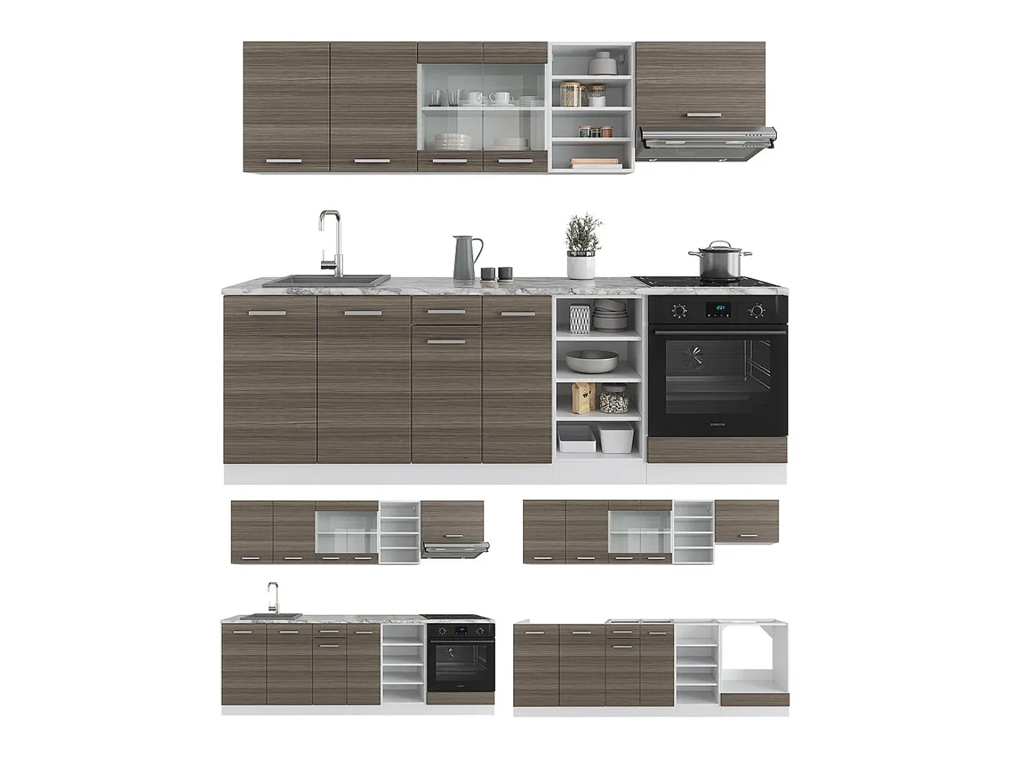 Mueble de cocina precioso gris/blanco 240x60x81.6 r-line