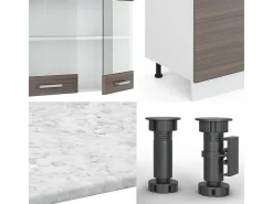 Mueble de cocina precioso gris/blanco 300x46x81.6 r-line