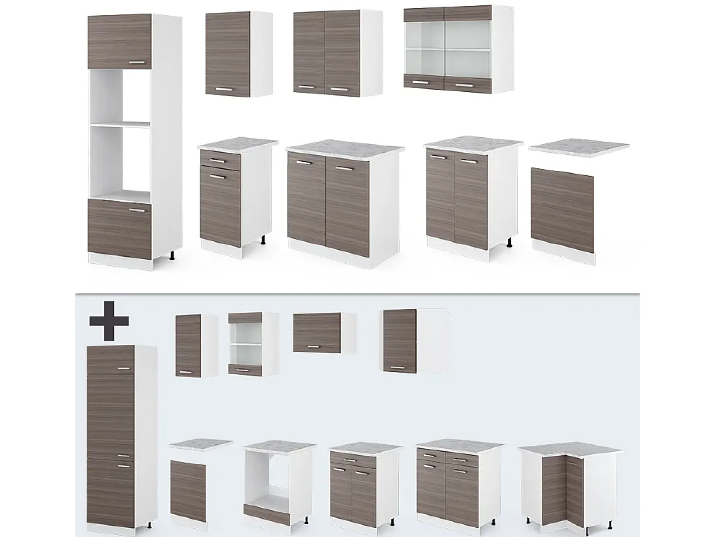 Mueble de cocina precioso gris/blanco 300x46x81.6 r-line