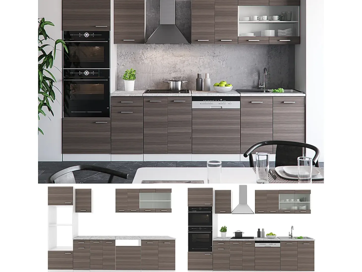 Mueble de cocina precioso gris/blanco 300x46x81.6 r-line