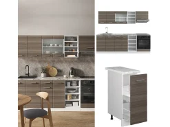 Mueble de cocina precioso gris/blanco 240x46x81.6 r-line