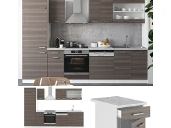 Mueble de cocina precioso gris/blanco 300x60x81.6 r-line