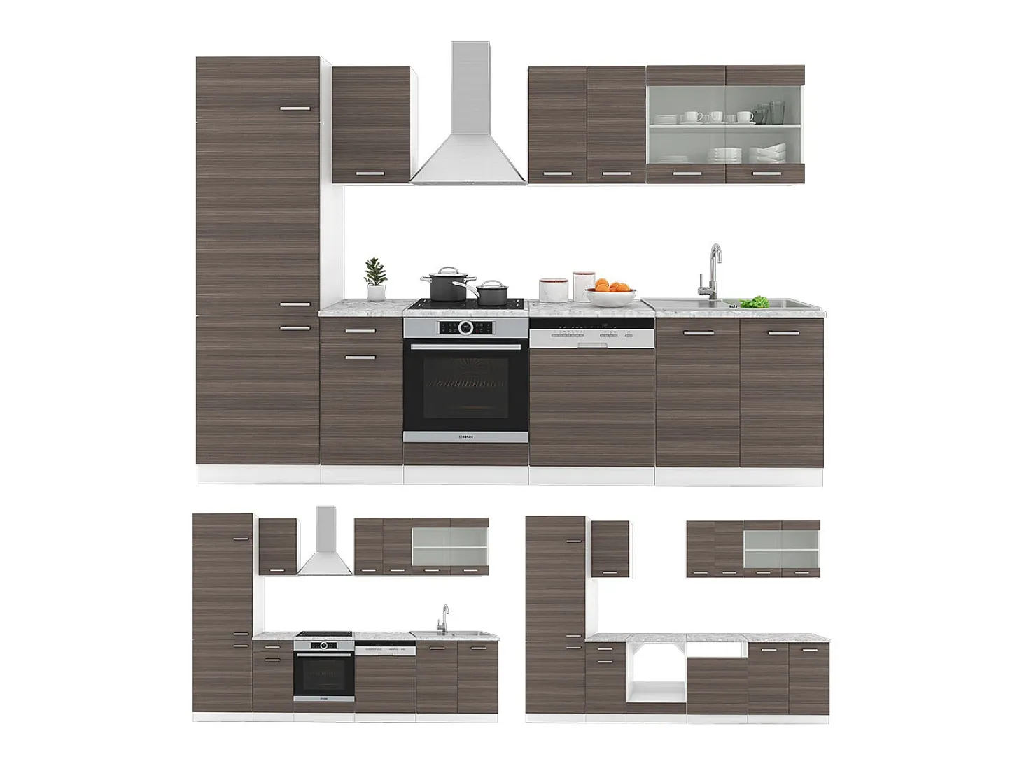 Mueble de cocina precioso gris/blanco 300x60x81.6 r-line