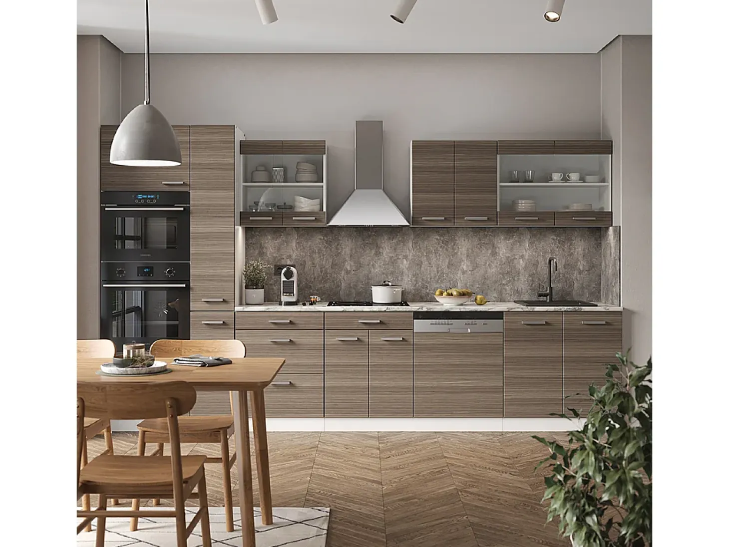 Mueble de cocina precioso gris/blanco 350x60x81.6 r-line