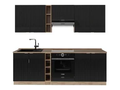 Mueble de cocina rayas negras/roble dorado 280x46x81.6 fame-line