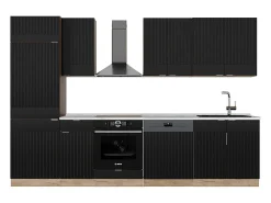 Mueble de cocina rayas negras/roble dorado 300x46x81.6 fame-line