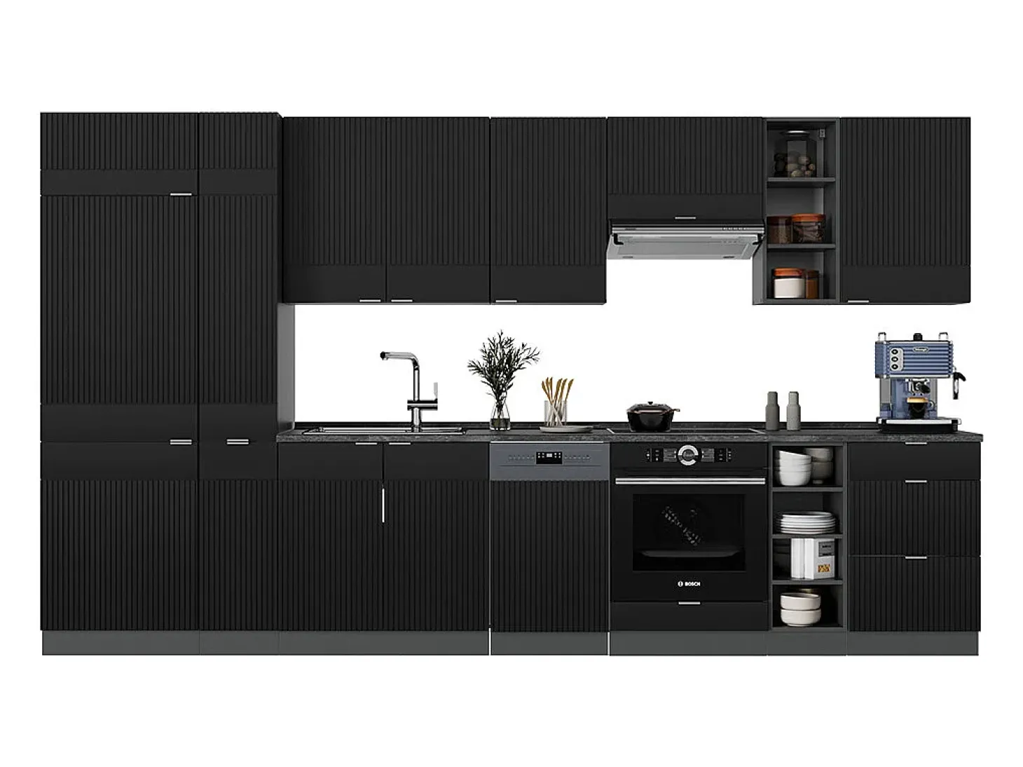 Mueble de cocina rayas negras/antracita 355x46x81.6 fame-line