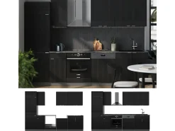 Mueble de cocina rayas negras/antracita 300x60x81.6 fame-line