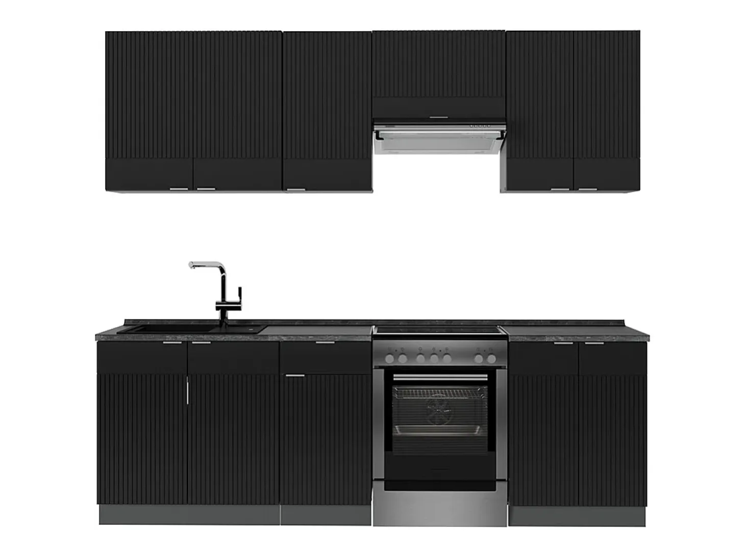 Mueble de cocina rayas negras/antracita 240x60x81.6 fame-line