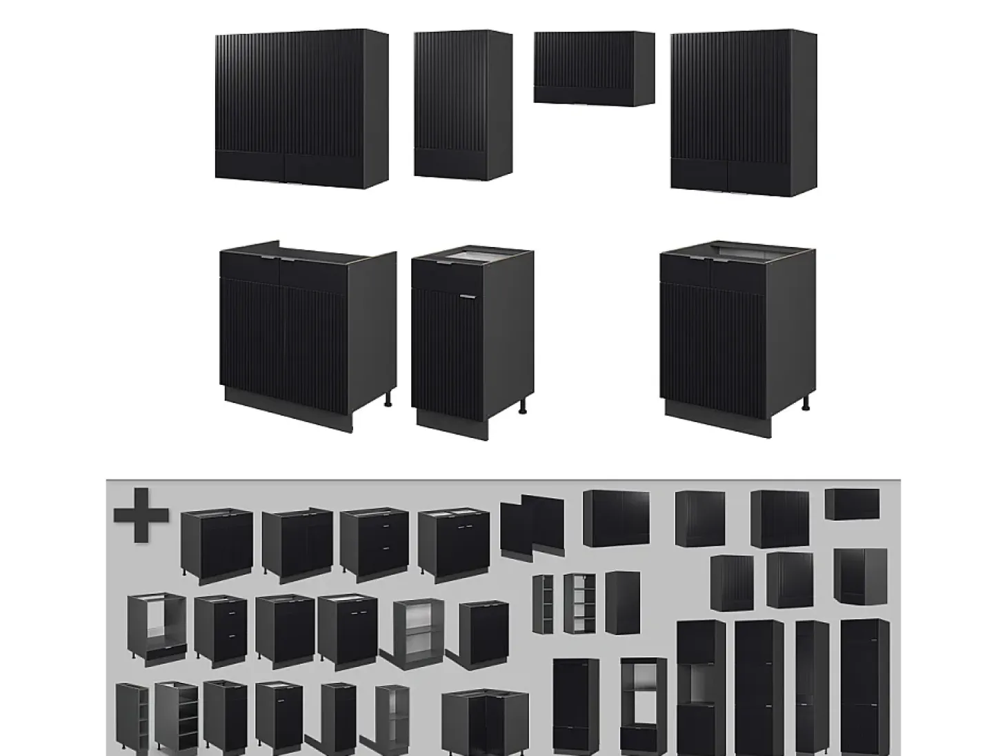 Mueble de cocina rayas negras/antracita 240x60x81.6 fame-line