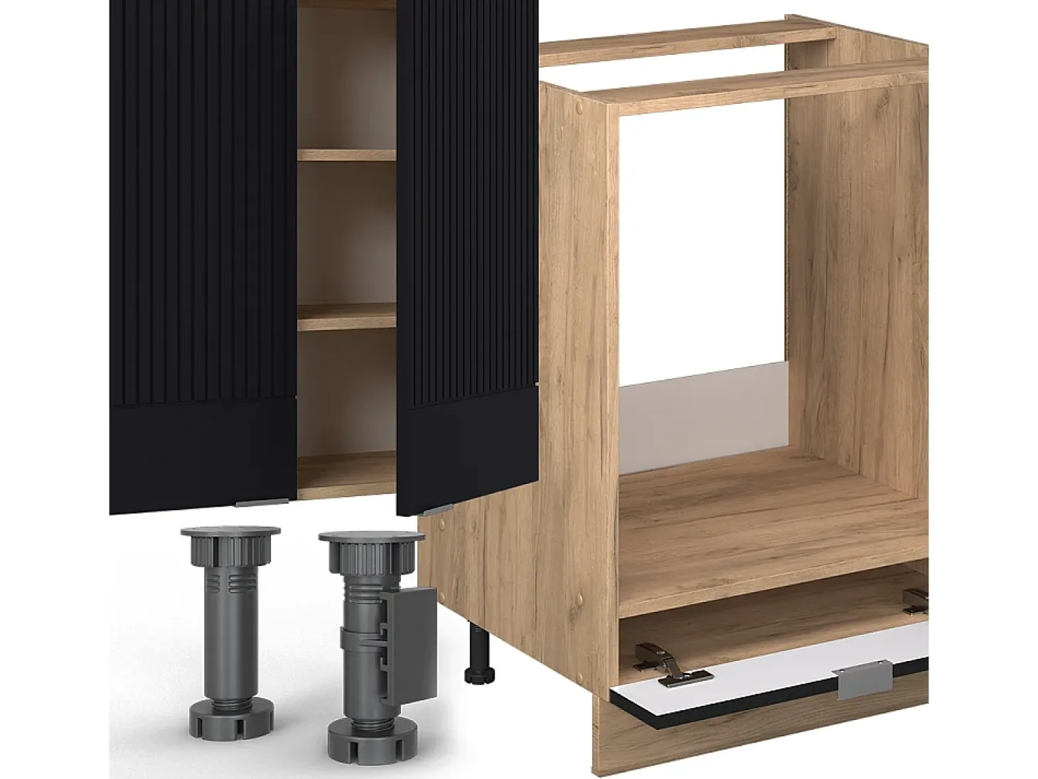 Mueble de cocina rayas negras/roble dorado 355x46x81.6 fame-line