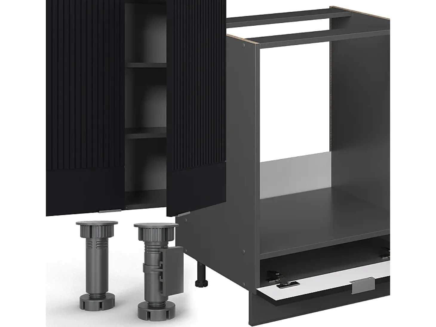Mueble de cocina rayas negras/antracita 355x60x81.6 fame-line