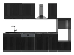 Mueble de cocina rayas negras/antracita 300x46x81.6 fame-line