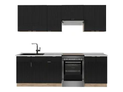 Mueble de cocina rayas negras/roble dorado 240x60x81.6 fame-line