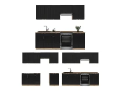 Mueble de cocina rayas negras/roble dorado 240x60x81.6 fame-line