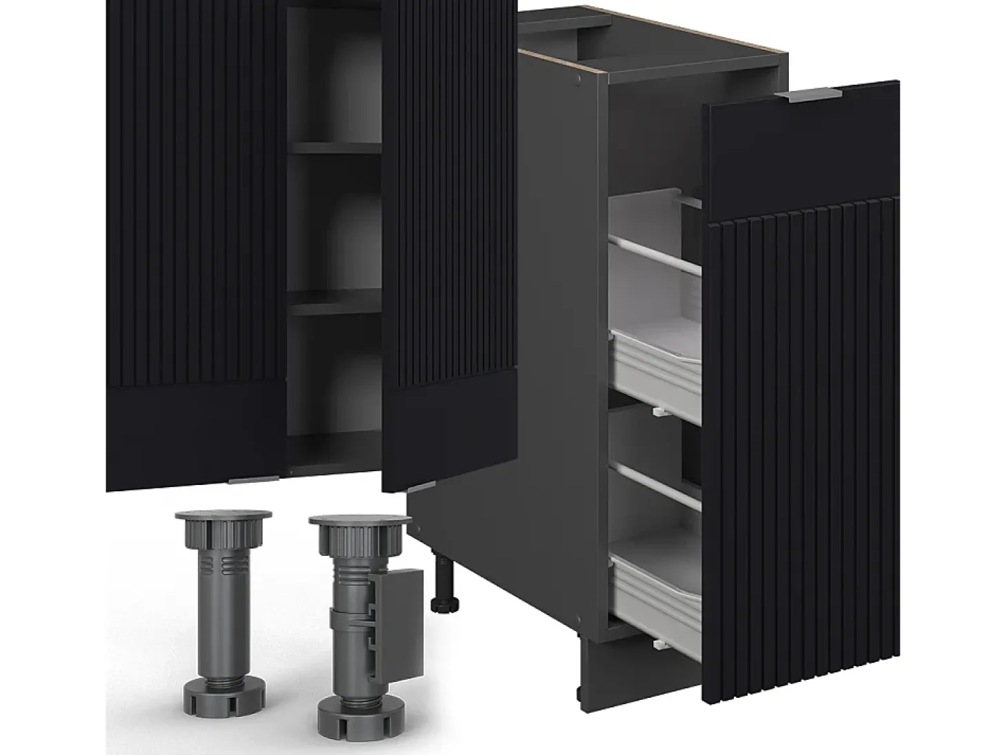 Mueble de cocina rayas negras/antracita 280x60x81.6 fame-line