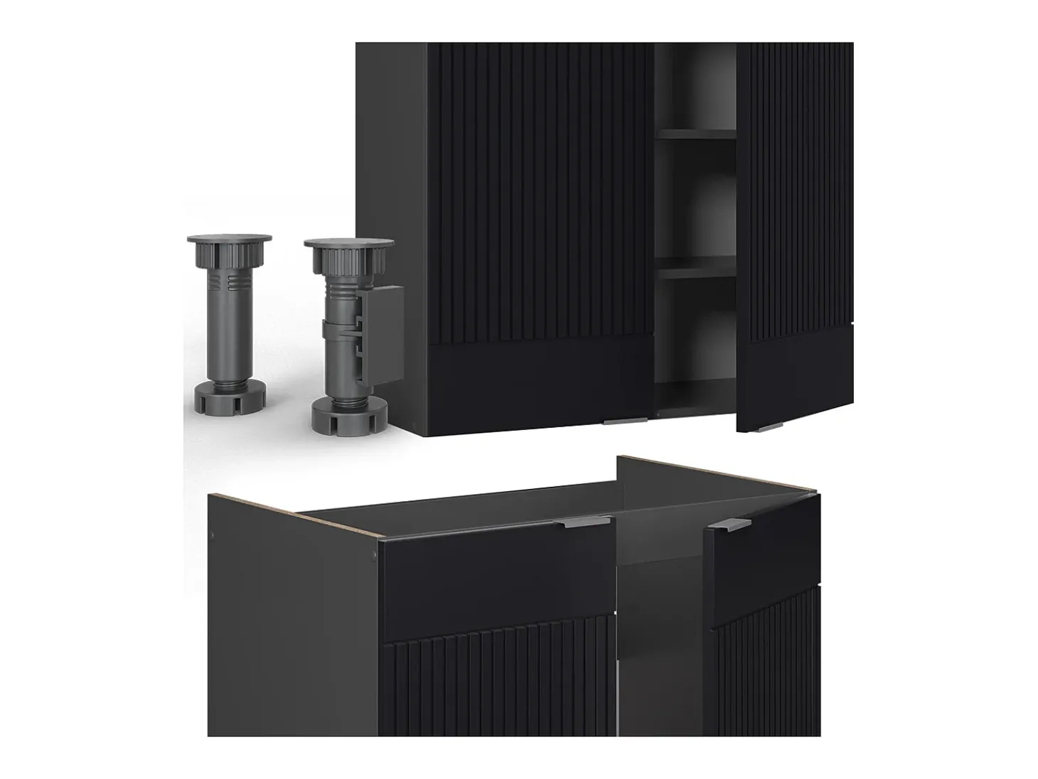 Mueble de cocina rayas negras/antracita 200x60x81.6 fame-line