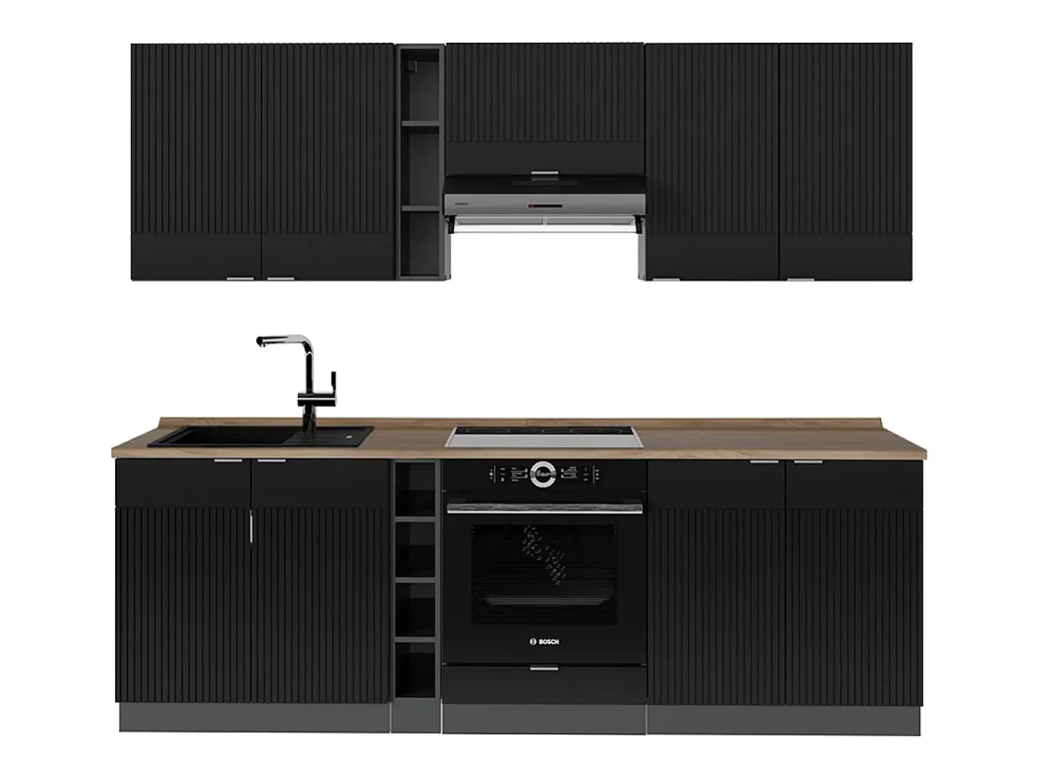 Mueble de cocina rayas negras/antracita 235x60x81.6 fame-line