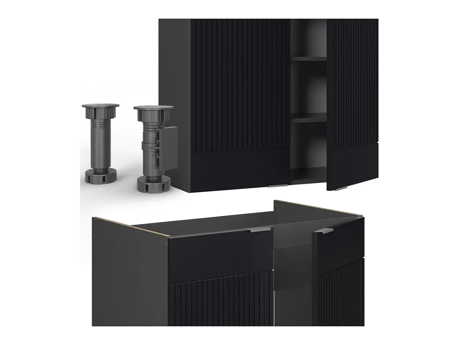 Mueble de cocina rayas negras/antracita 235x60x81.6 fame-line