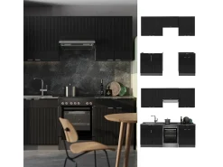 Mueble de cocina rayas negras/antracita 200x60x81.6 fame-line