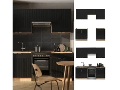 Mueble de cocina rayas negras/roble dorado 200x60x81.6 fame-line