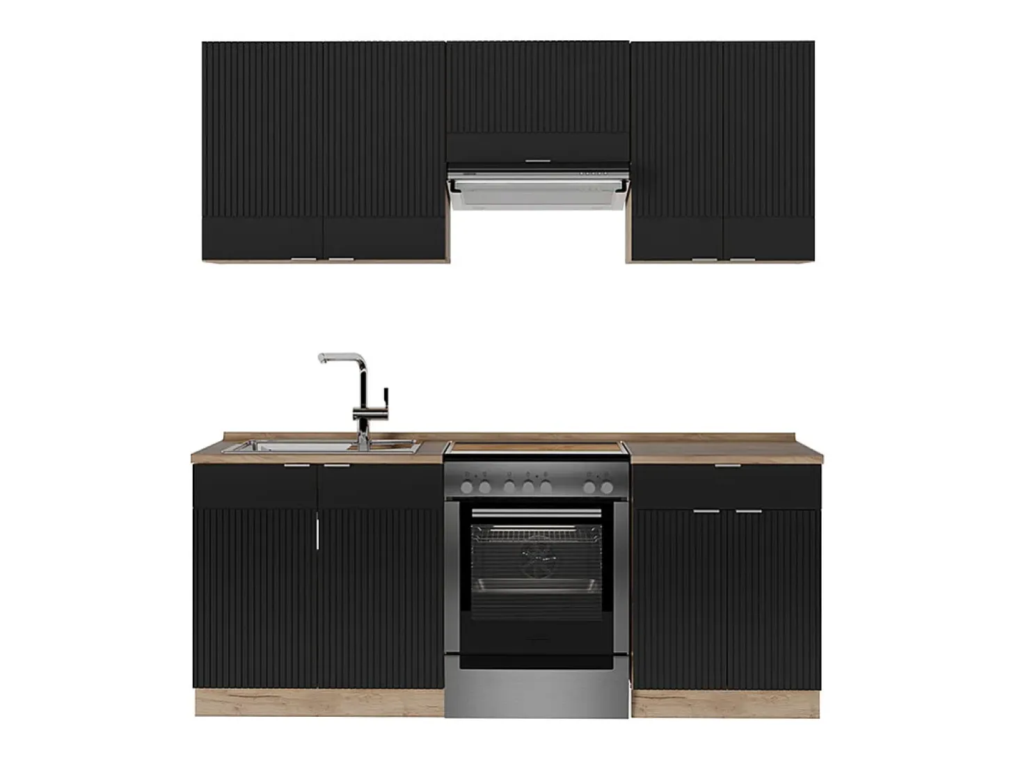 Mueble de cocina rayas negras/roble dorado 200x60x81.6 fame-line