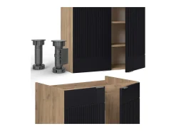 Mueble de cocina rayas negras/roble dorado 240x46x81.6 fame-line