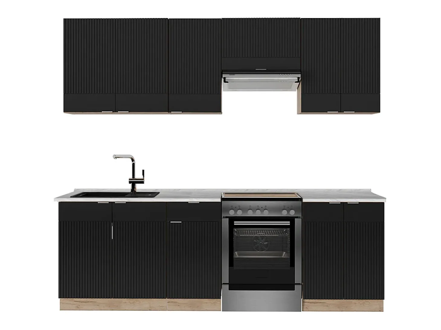 Mueble de cocina rayas negras/roble dorado 240x46x81.6 fame-line