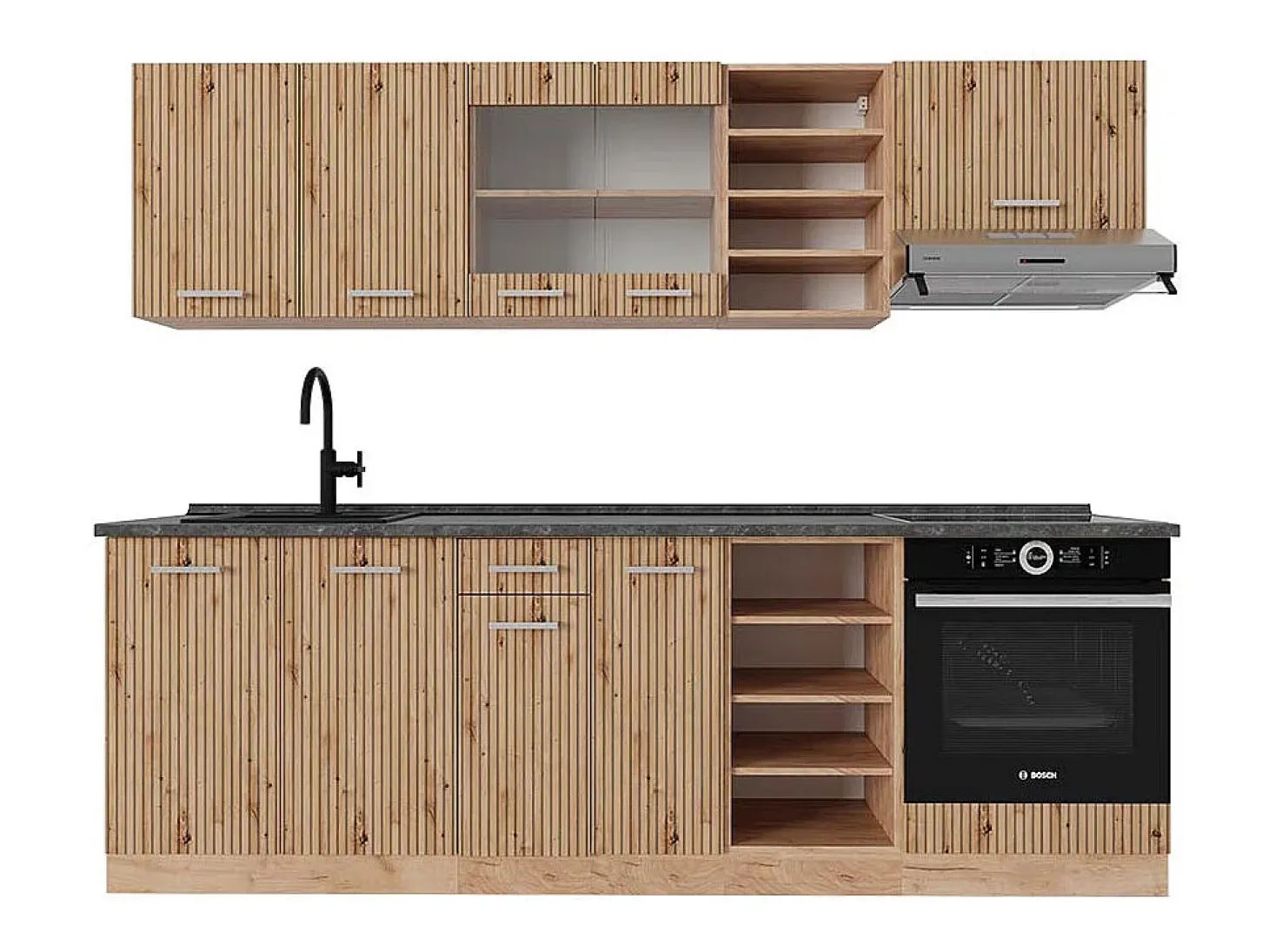 Mueble de cocina roble artesanal/roble dorado 240x60x81.6 r-line