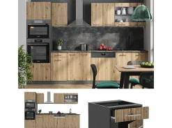 Mueble de cocina roble artesanal/antracita 300x46x81.6 r-line