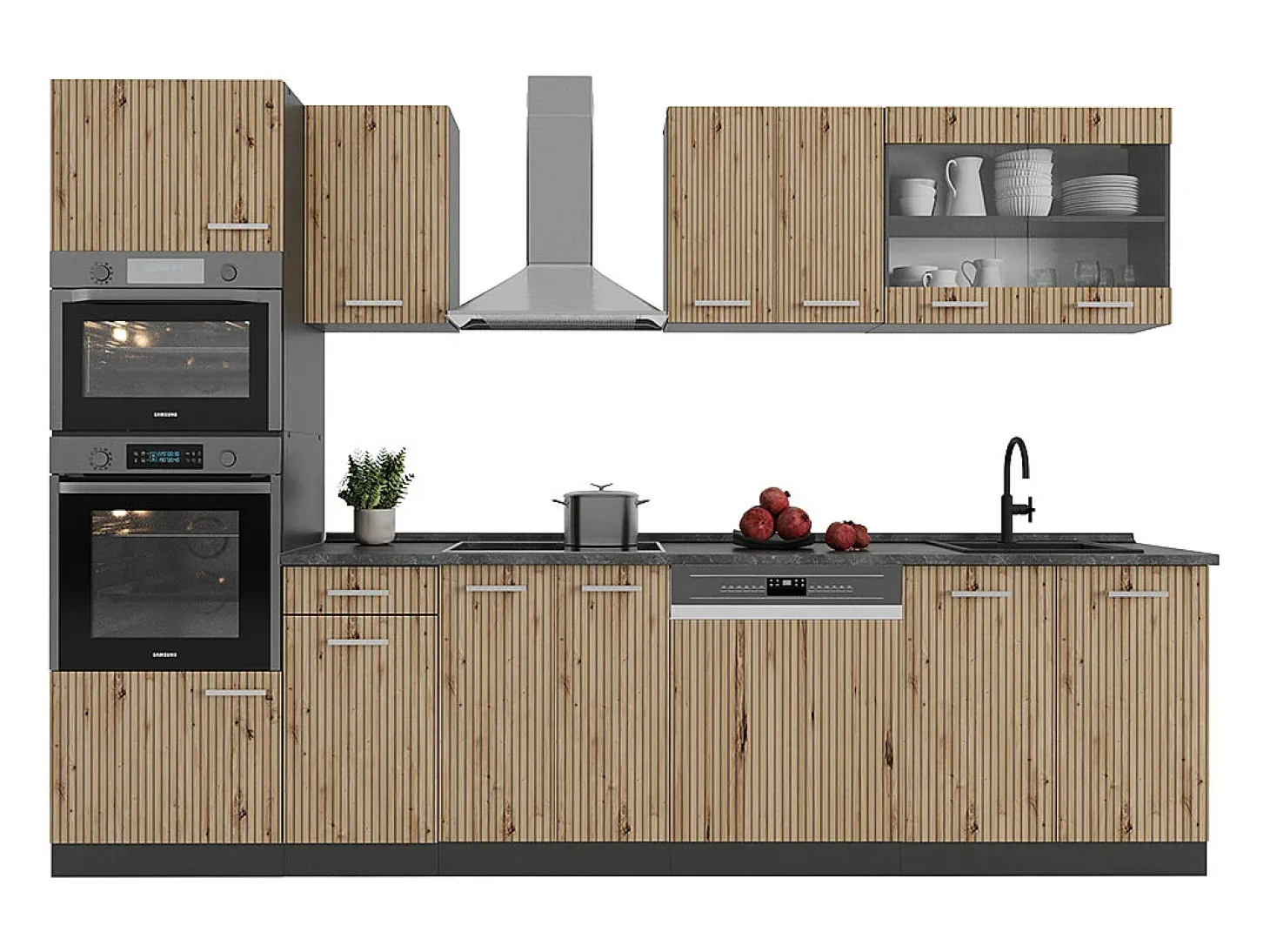 Mueble de cocina roble artesanal/antracita 300x46x81.6 r-line