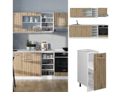 Mueble de cocina roble artesanal/blanco 240x46x81.6 r-line