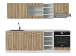 Mueble de cocina roble artesanal/blanco 240x46x81.6 r-line