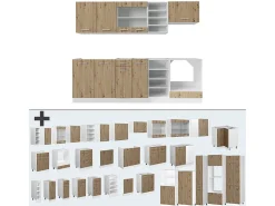 Mueble de cocina roble artesanal/blanco 240x46x81.6 r-line