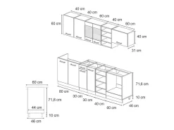 Mueble de cocina roble artesanal/blanco 240x46x81.6 r-line