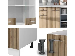 Mueble de cocina roble artesanal/blanco 240x46x81.6 r-line