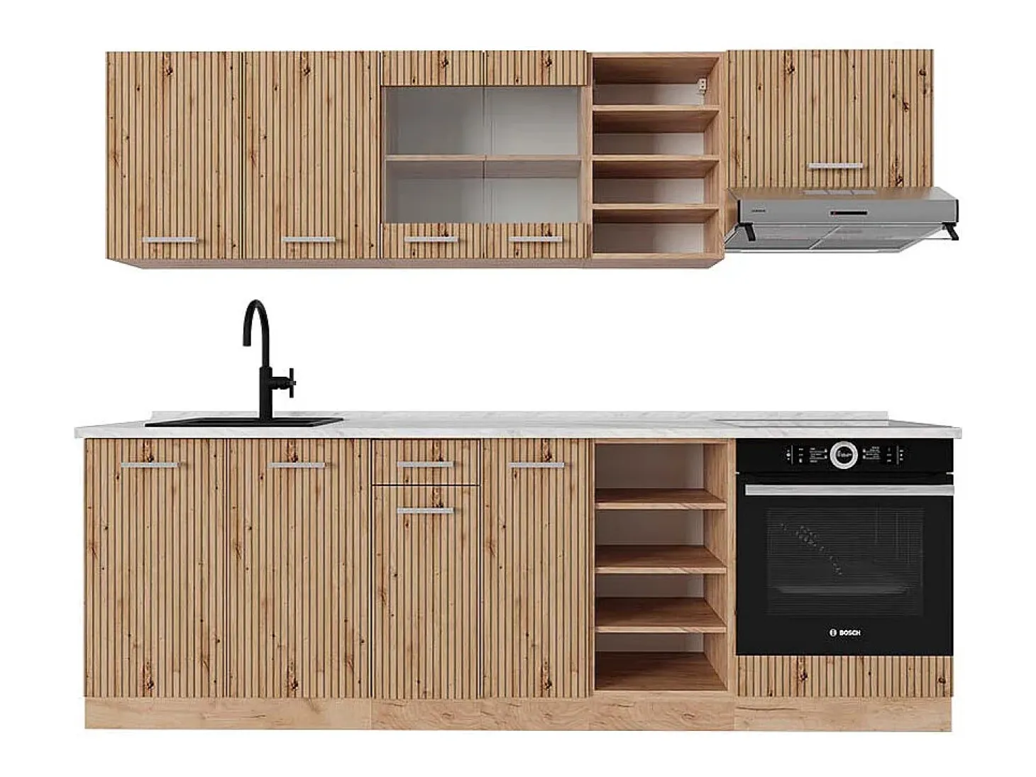 Mueble de cocina roble artesanal/roble dorado 240x60x81.6 r-line