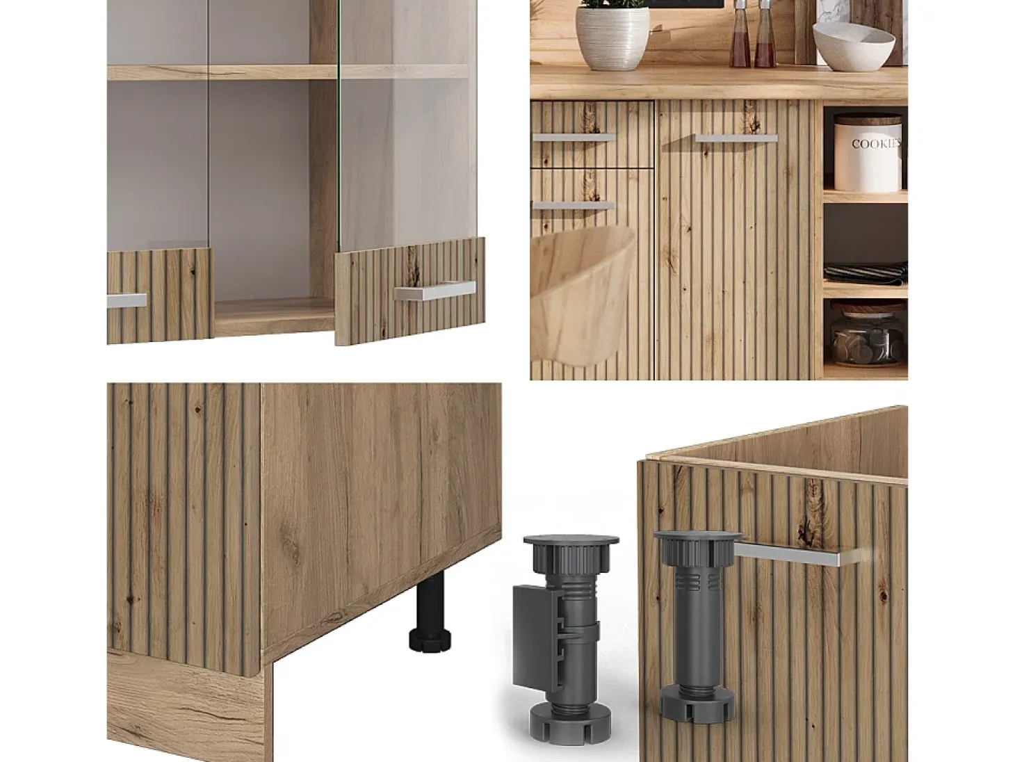 Mueble de cocina roble artesanal/roble dorado 240x60x81.6 r-line