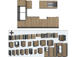 Mueble de cocina roble artesanal/antracita 300x60x81.6 r-line
