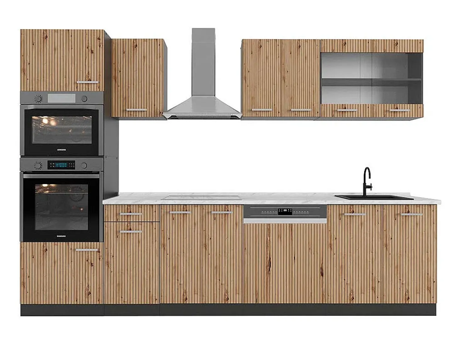 Mueble de cocina roble artesanal/antracita 300x60x81.6 r-line
