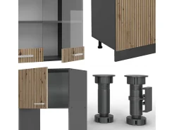 Mueble de cocina roble artesanal/antracita 300x60x81.6 r-line
