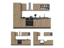 Mueble de cocina roble artesanal/antracita 300x46x81.6 r-line