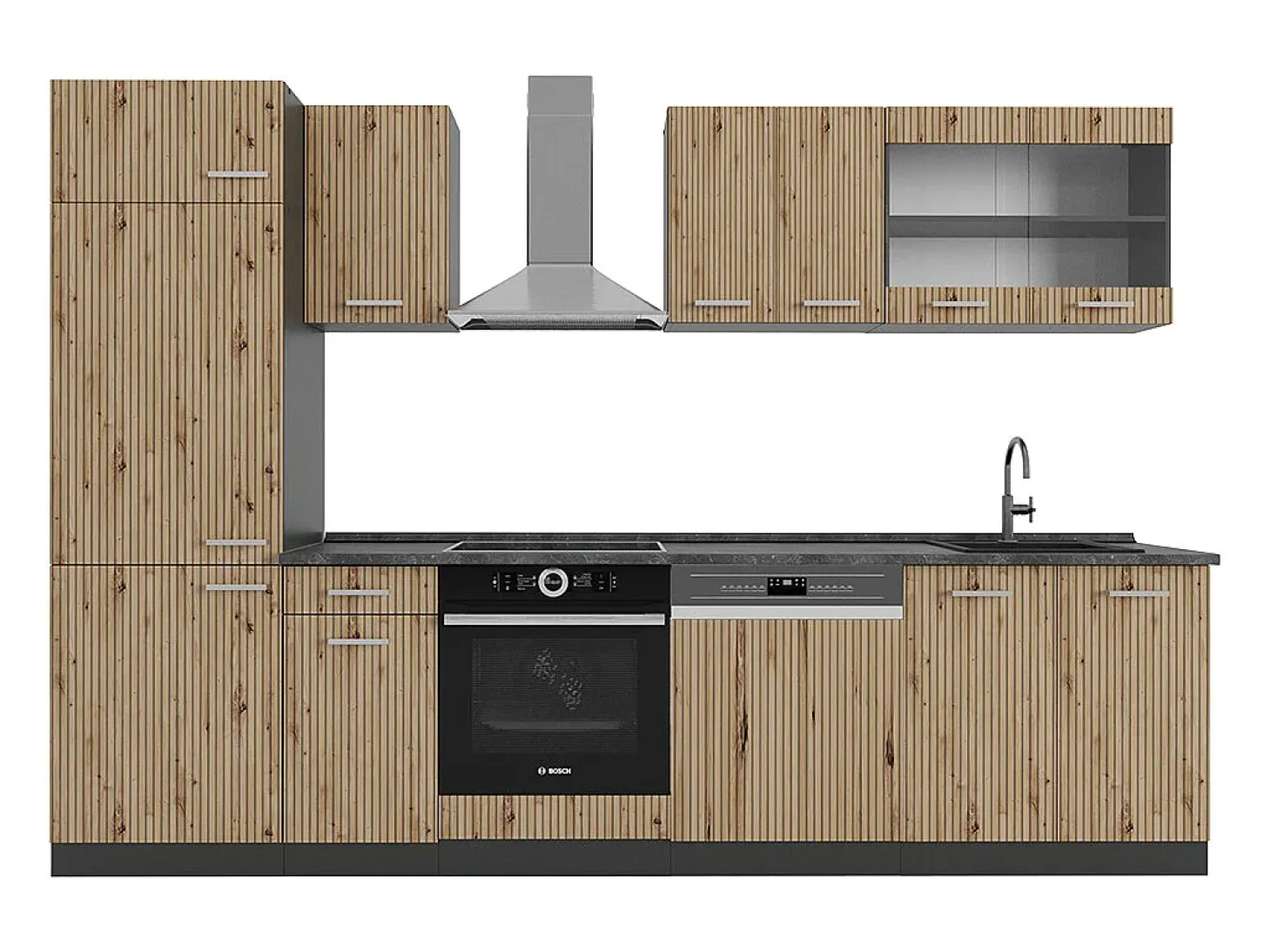 Mueble de cocina roble artesanal/antracita 300x46x81.6 r-line