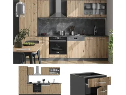 Mueble de cocina roble artesanal/antracita 300x46x81.6 r-line