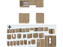 Mueble de cocina roble artesanal/roble dorado 200x60x81.6 r-line